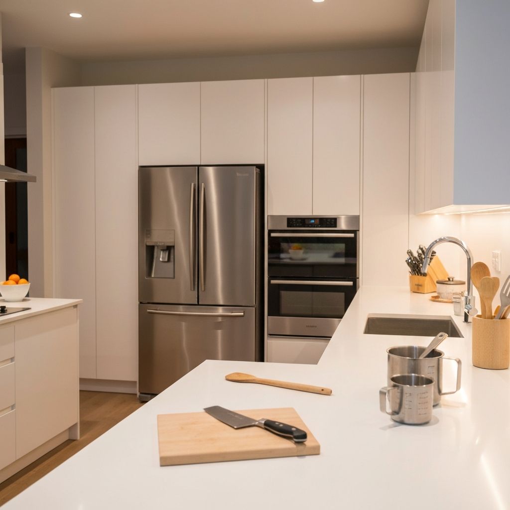 Modern kitchen with steel appliances